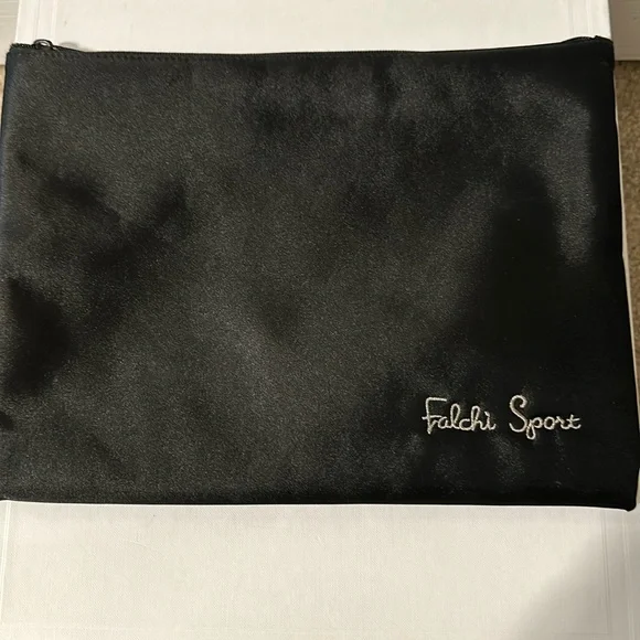 Falchi Sport black satin large clutch pouch - Picture 1 of 8